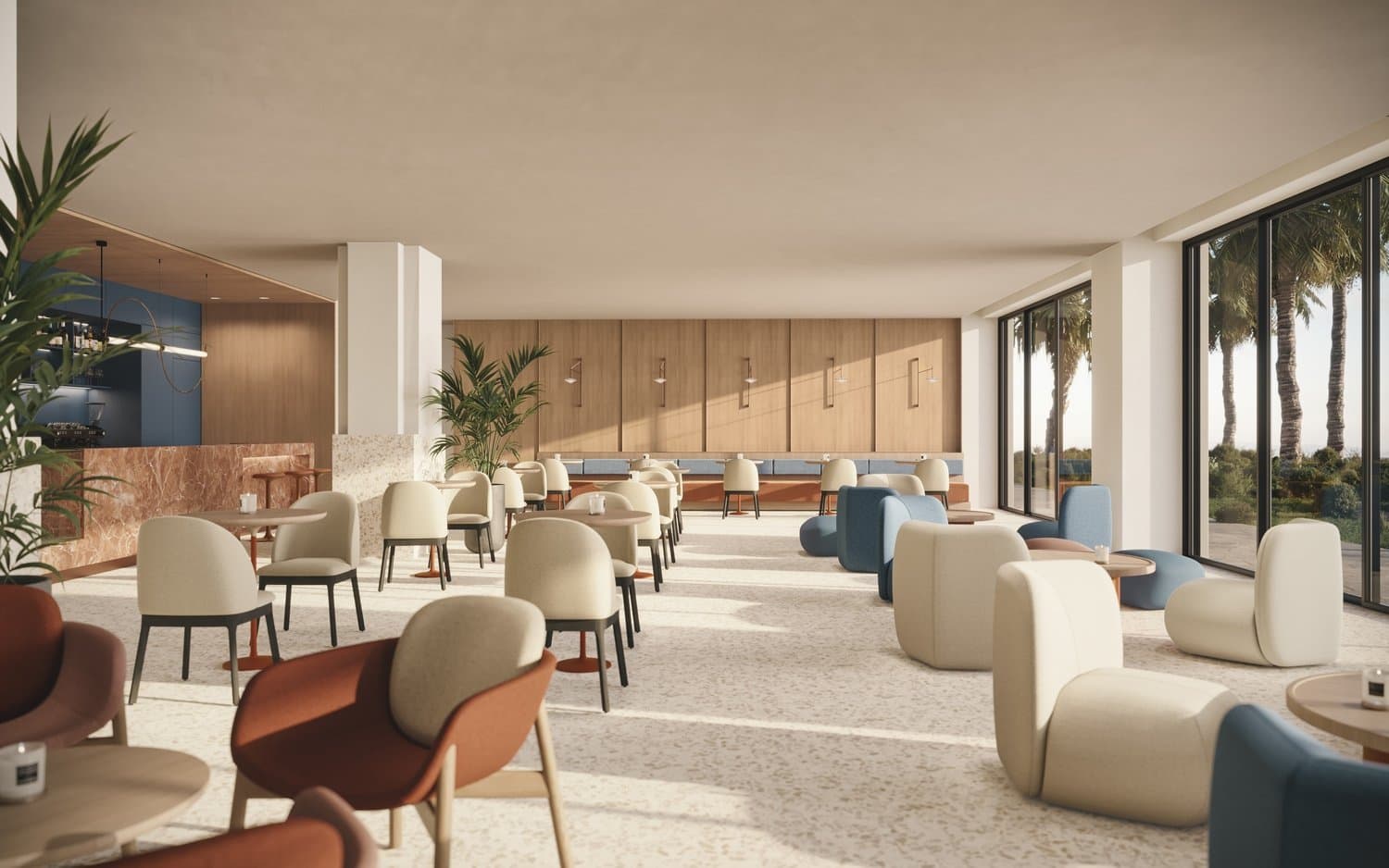 Dining areas remain in direct contact with the exterior spaces