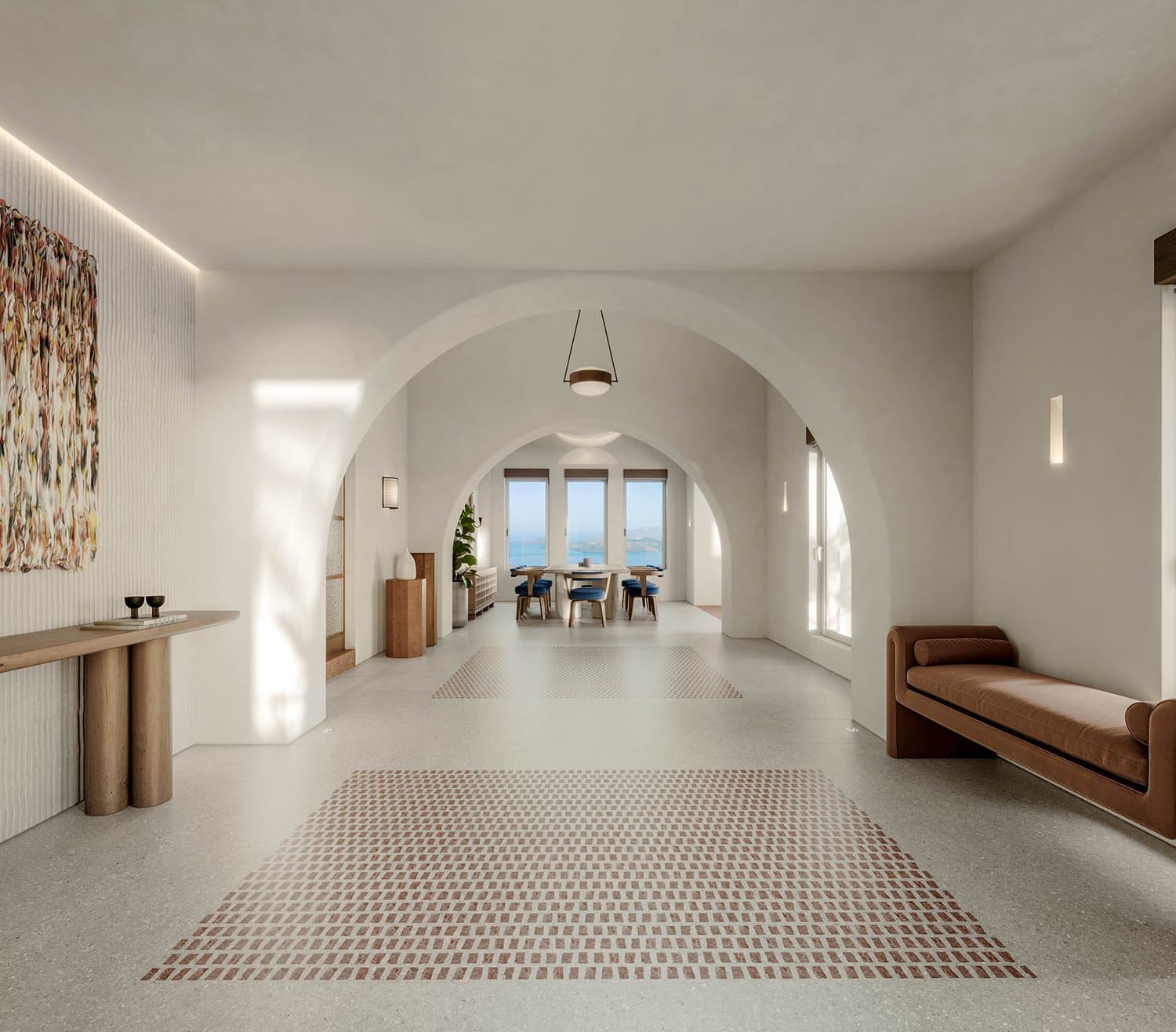 The guests are met with the distinct cycladid simplicity