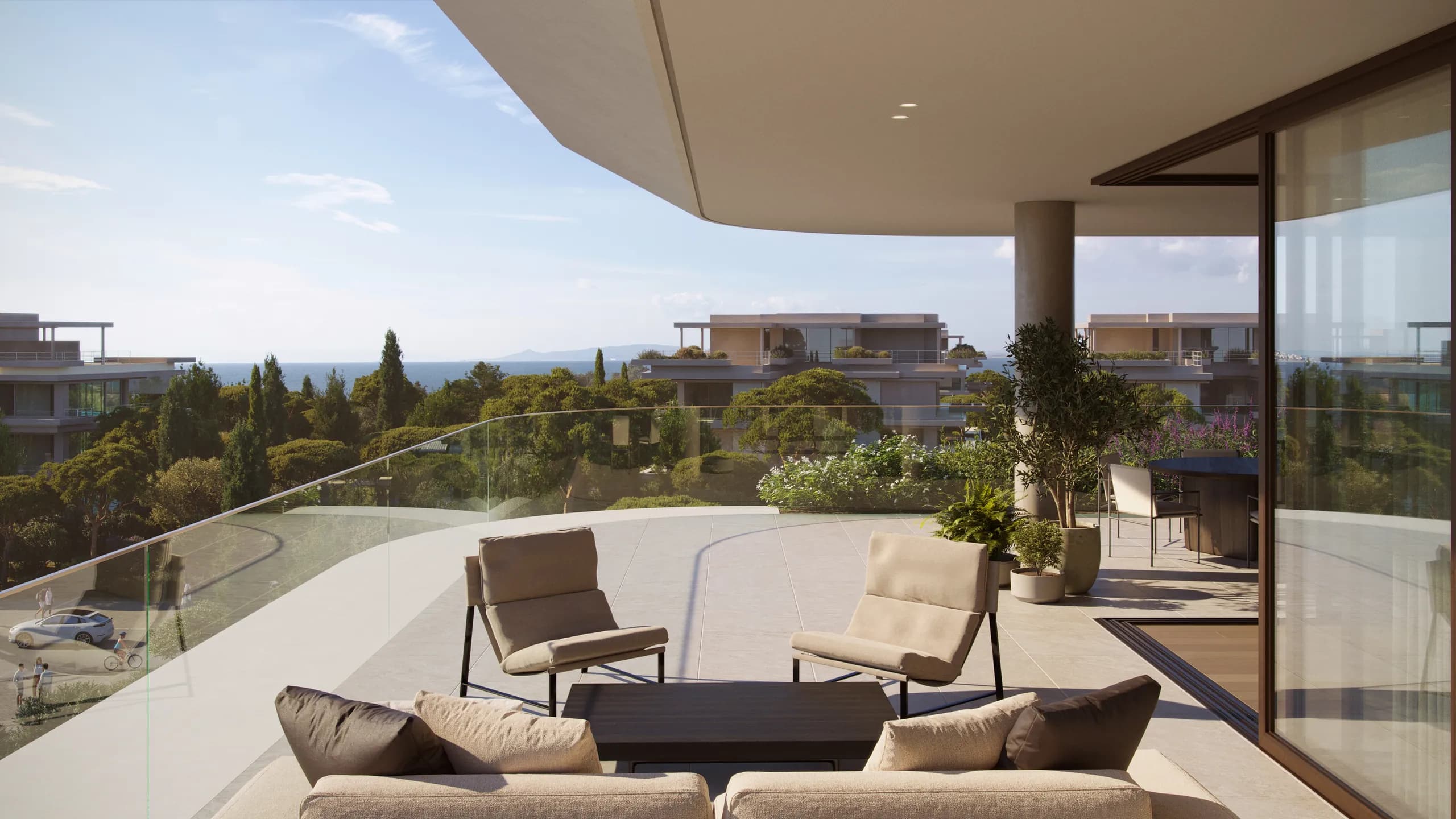 Balconies extend the living areas outdoors