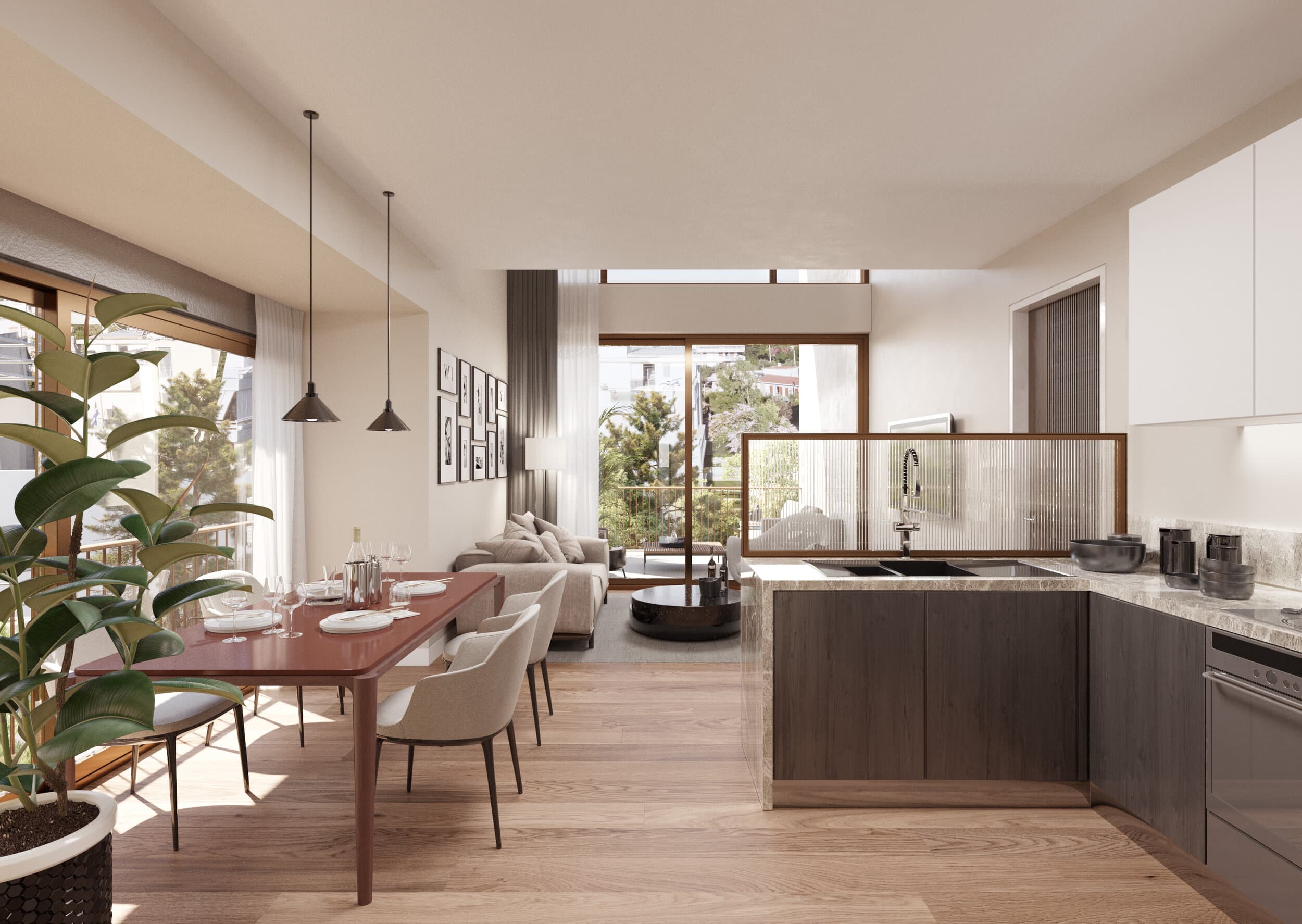 Loft kitchen and dining area