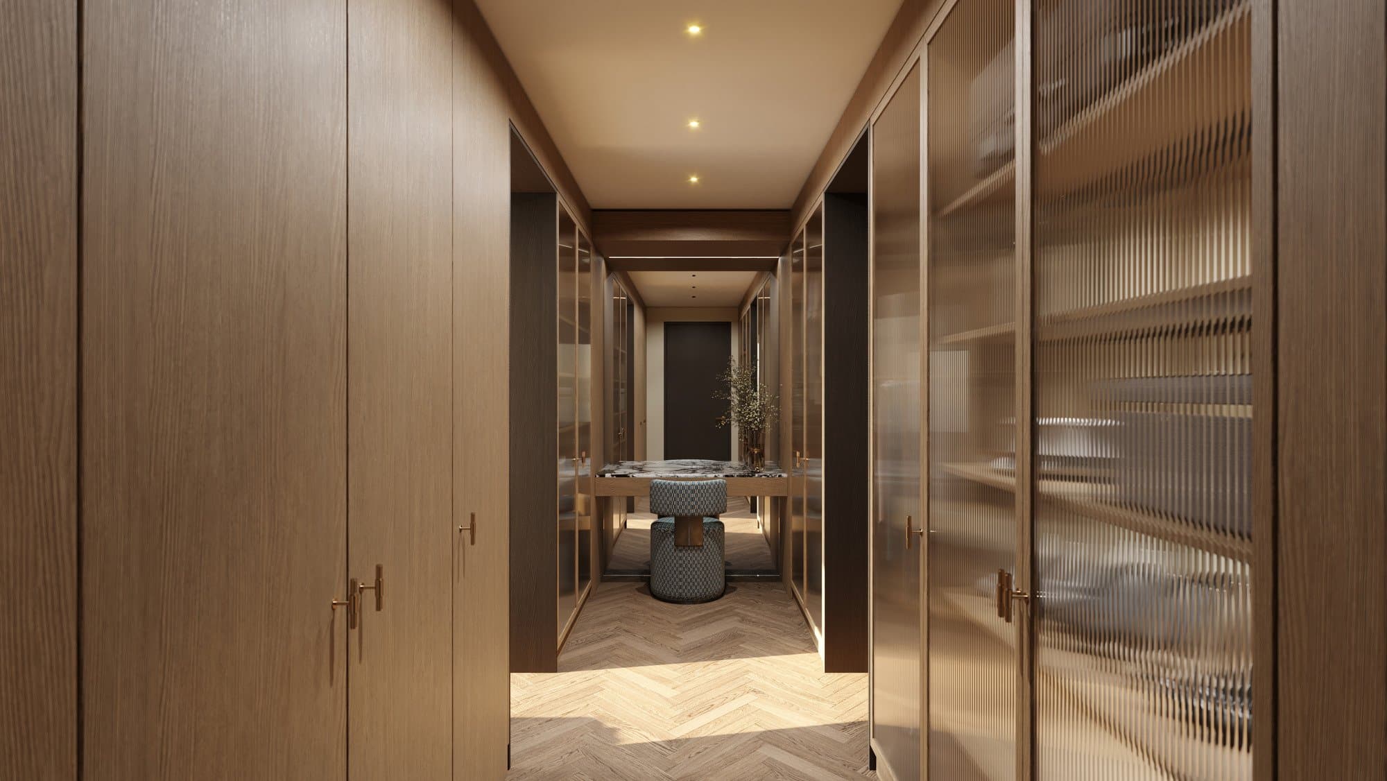 Penthouse walk-in wardrobe corridor
