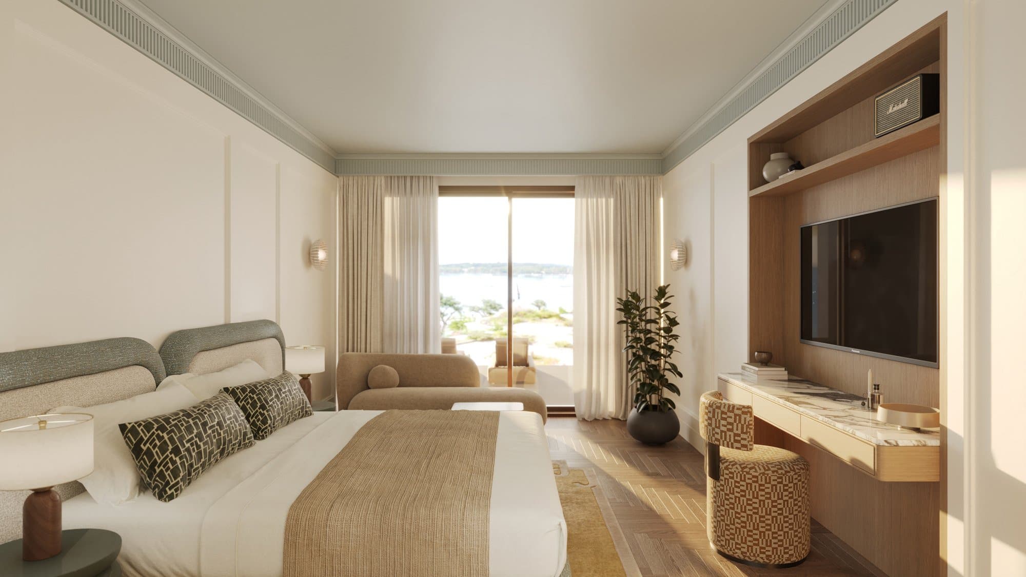 Garden bedroom opening to the sea