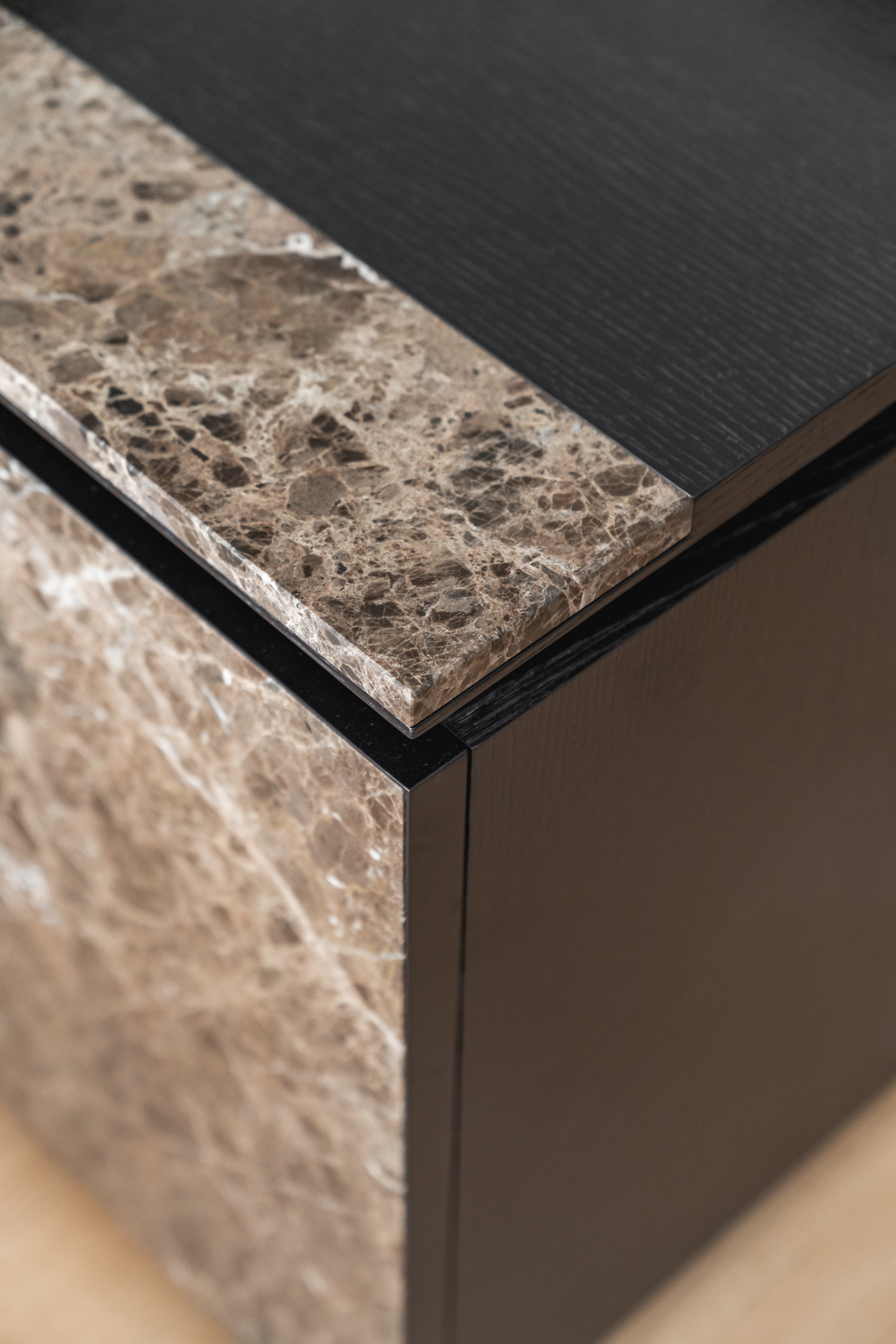 Emperador marble and black oak cabinet