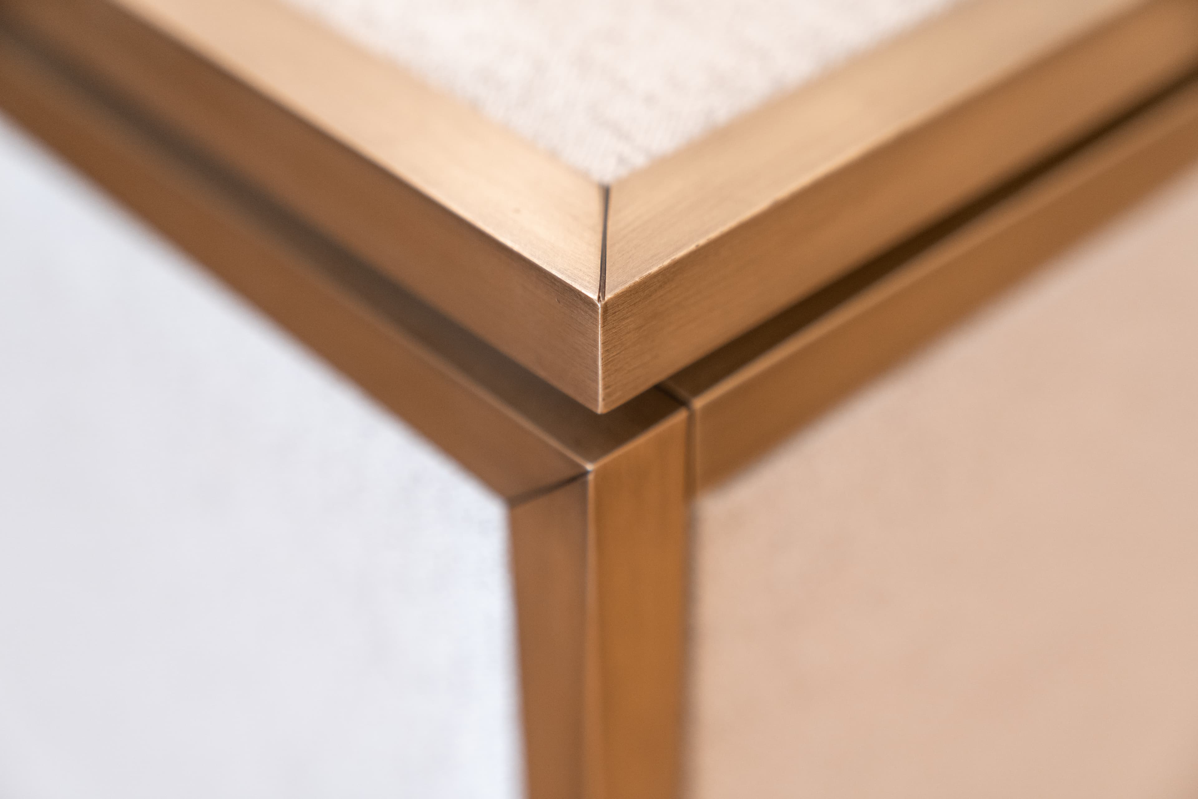 Brass frame corner, detail