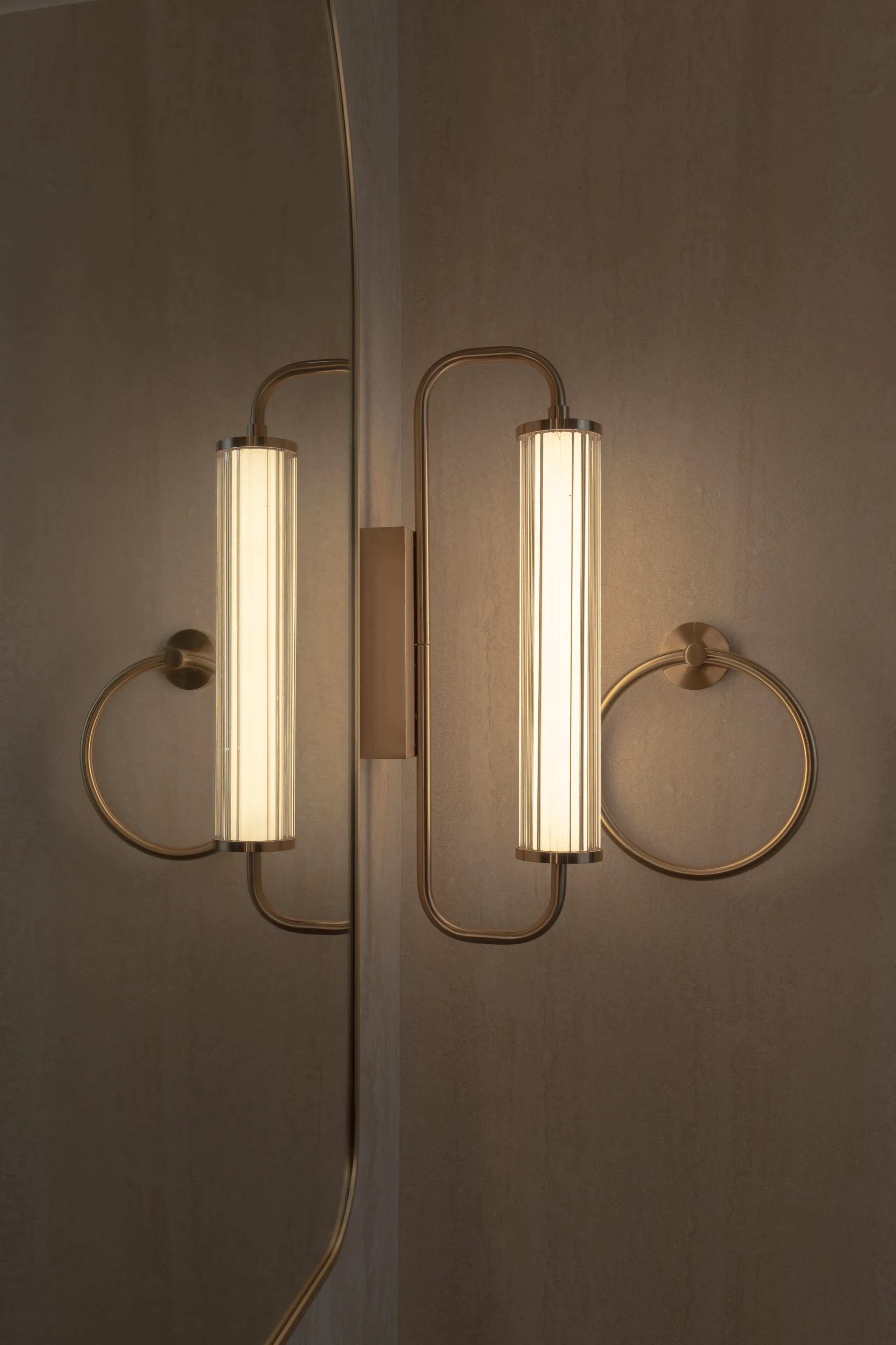 Brass pillar light and towel ring