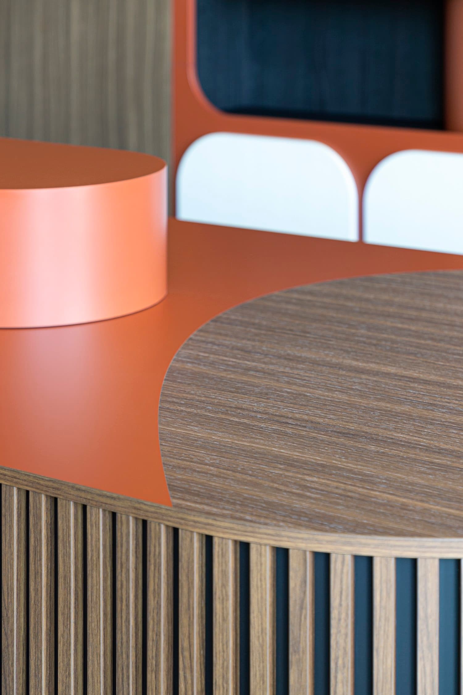 Wood-effect counter detail of the Aperitivo Bar