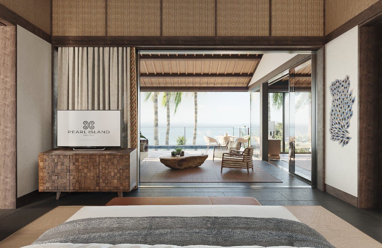 King bedroom opening to the ocean terrace