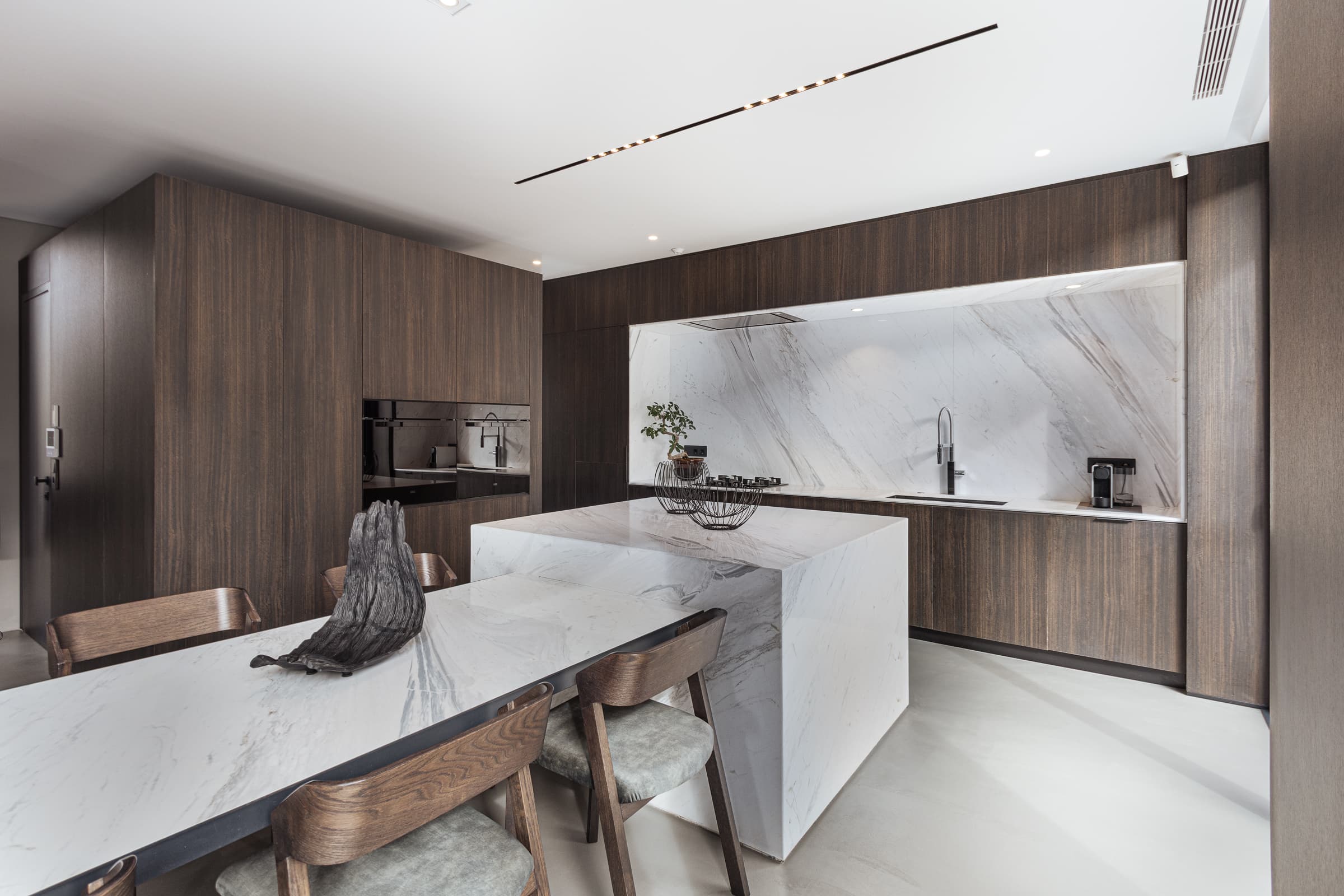 Marble kitchen island and dining table