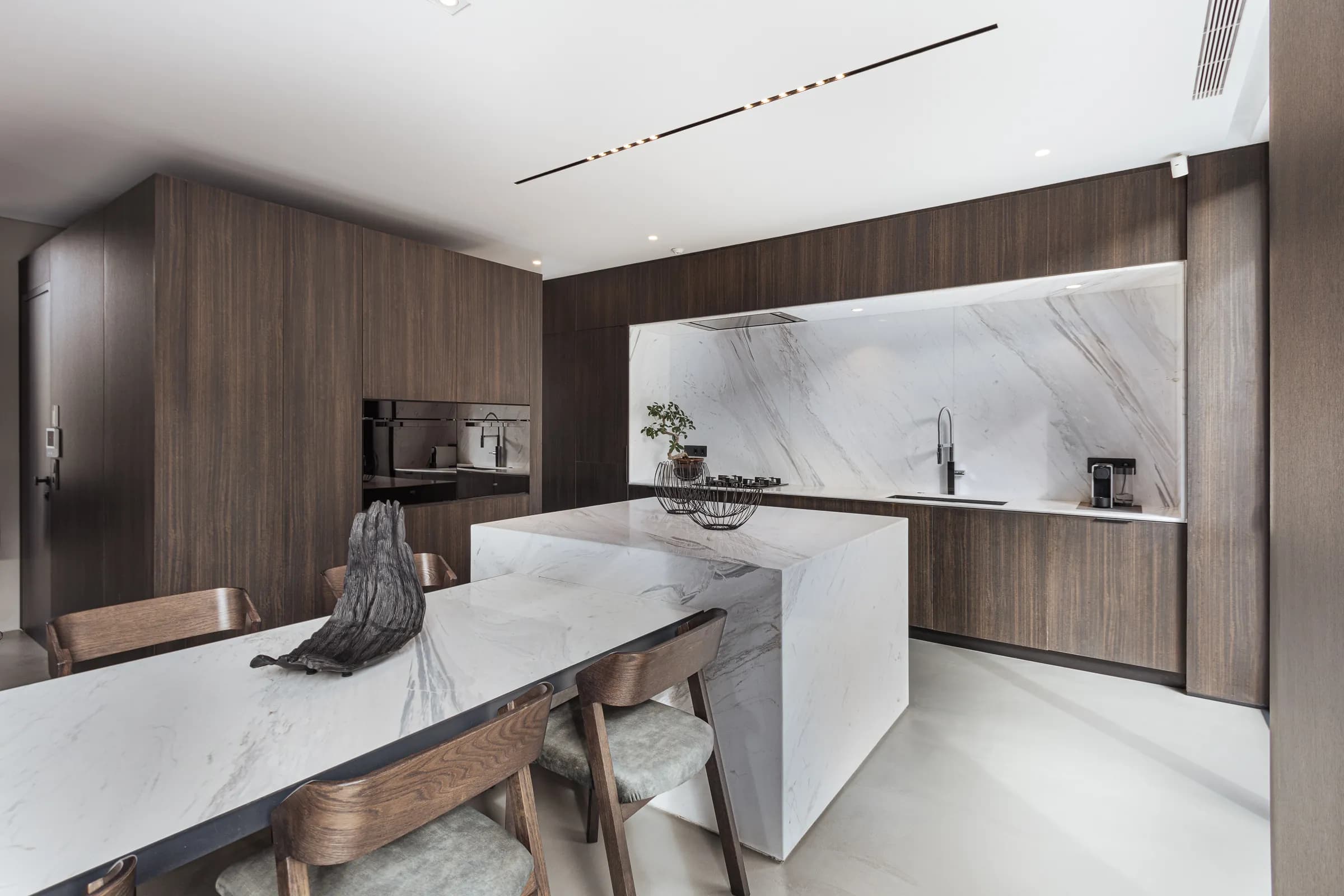 Marble kitchen island and dining table